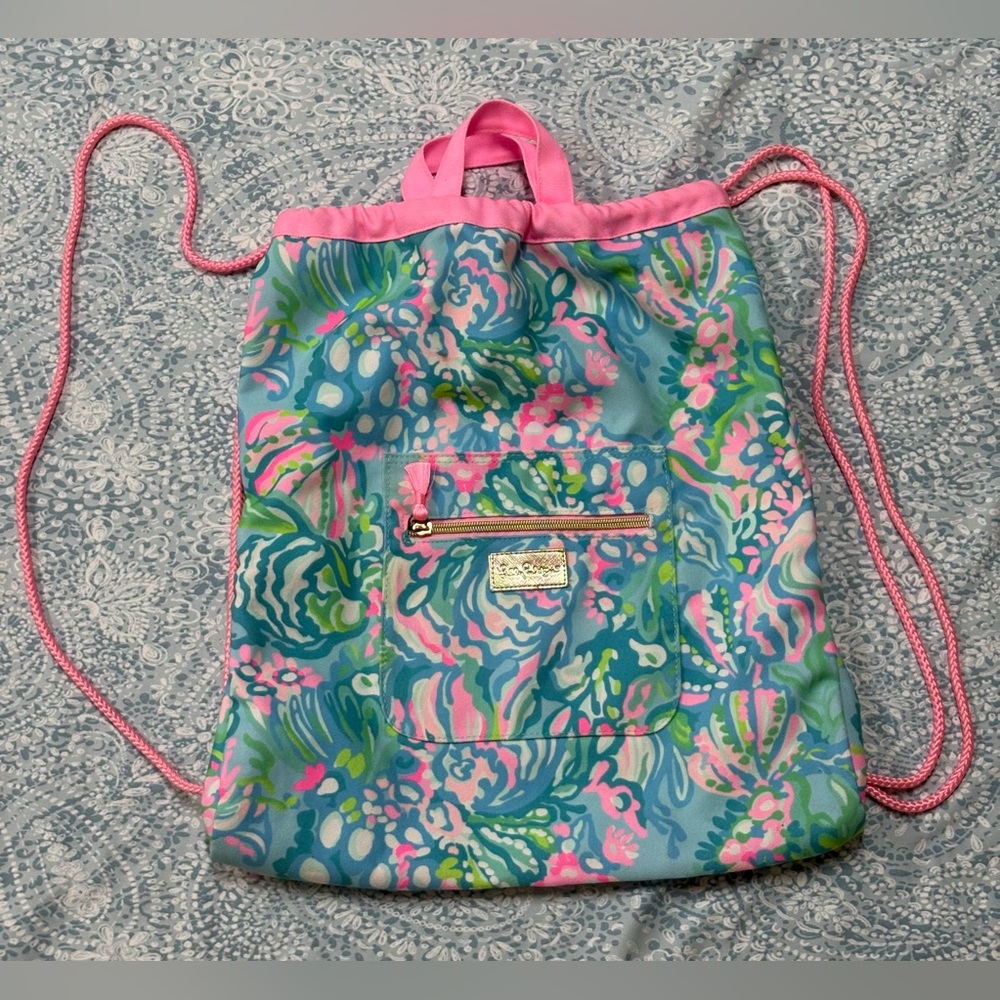 Lilly Pulitzer Pink and Blue Patterned Backpack